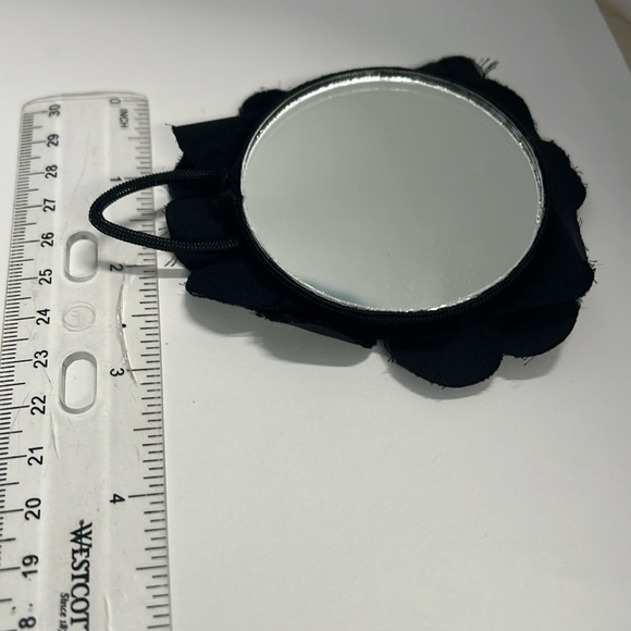 Black Silk Flower Small Hand Held Purse Mirror - Picture 2 of 4